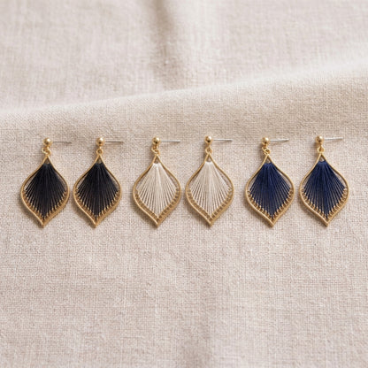 Woven Teardrop Earrings, Handmade Gold Alloy Drops