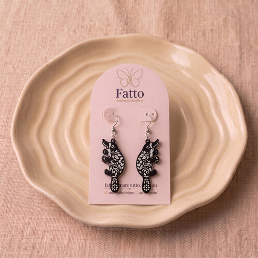 Floral Platypus Dangle Earrings | Handmade Aussie Animal Drops