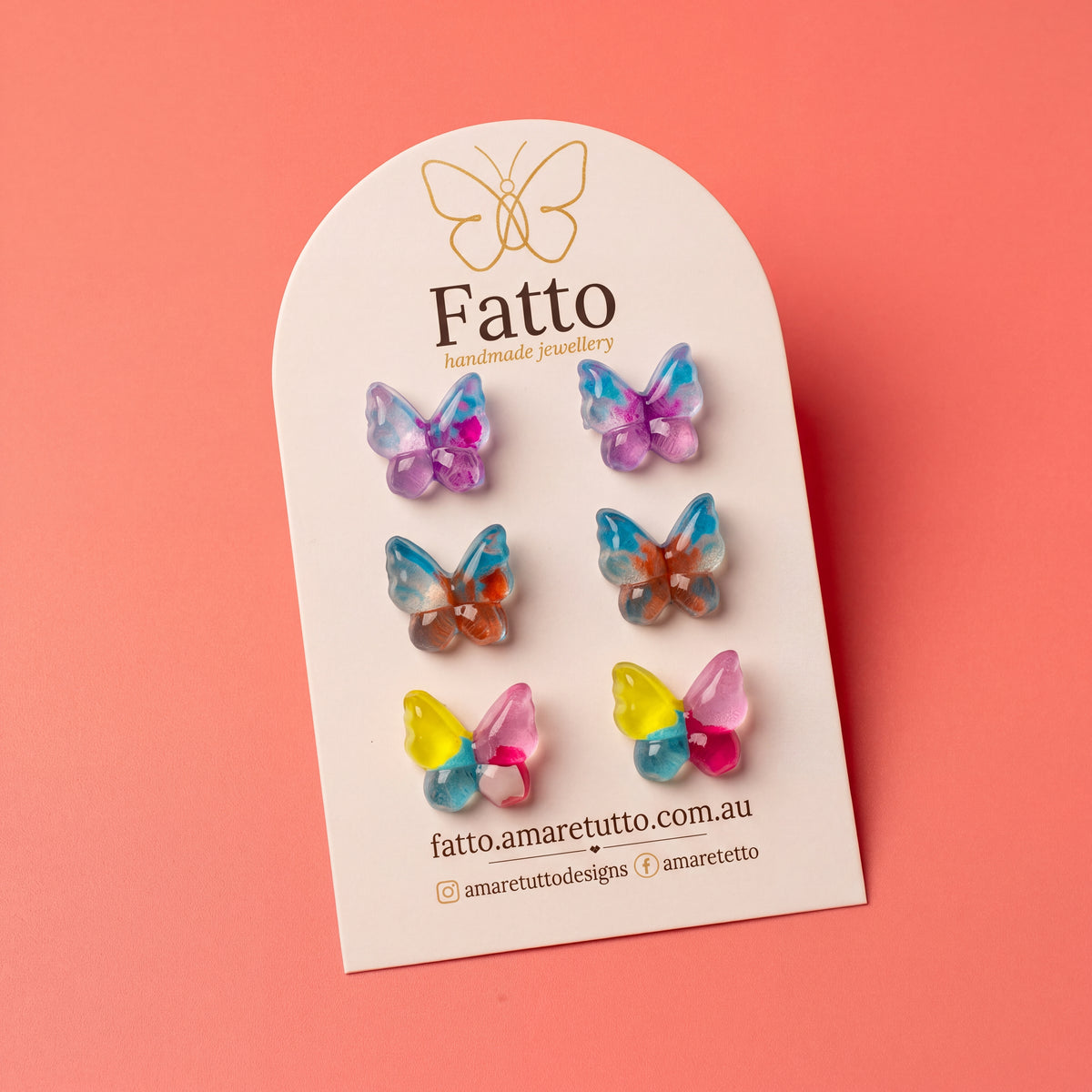 Whimsical Butterfly Stud Earrings | Dainty Acrylic Studs | 10mm