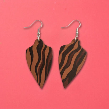 Abstract Animal Print Leather Earrings | Teardrop Dangle Earrings