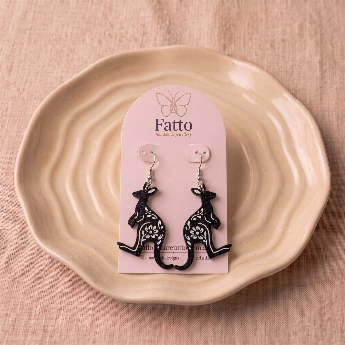 Floral Kangaroo Dangle Earrings | Handmade Aussie Animal Drops