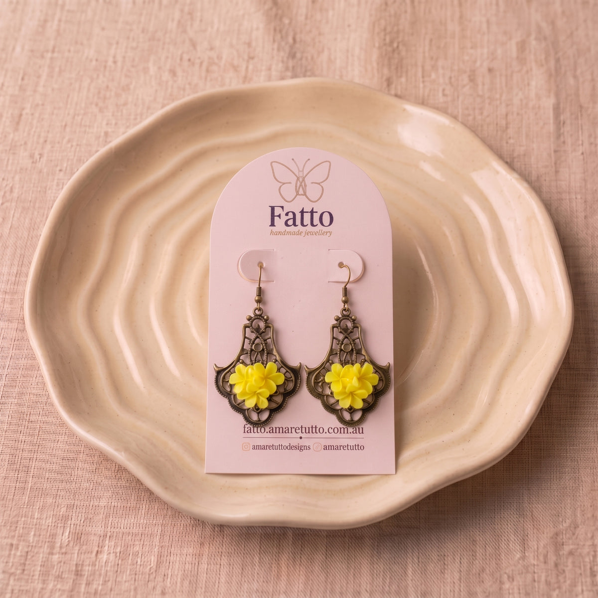Antique Bronze Floral Drop Earrings | 3D Statement Dangle Earrings