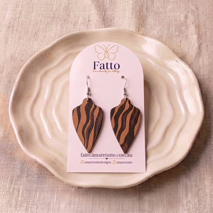 Abstract Animal Print Leather Earrings | Teardrop Dangle Earrings