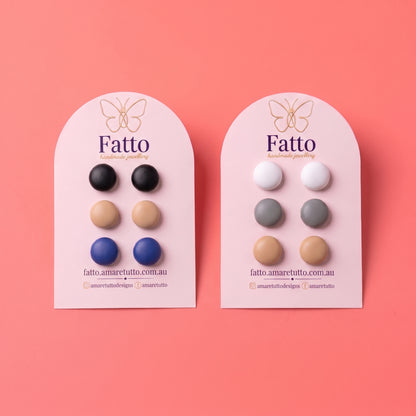 Leather Button Stud Earrings | Round PU Leather Studs | 14mm | 5 Colours
