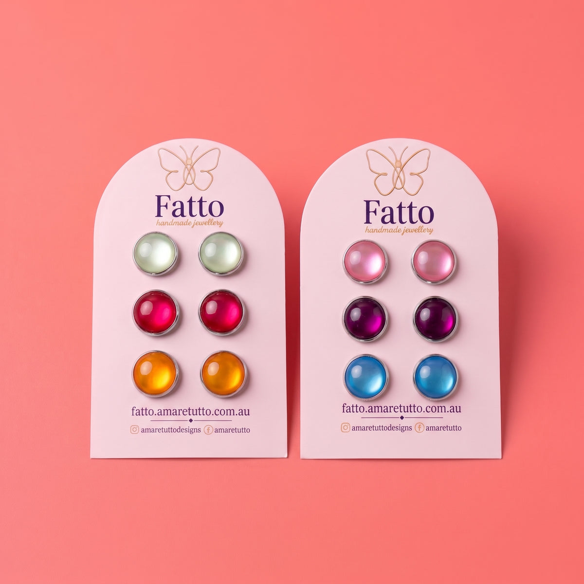 Glossy Resin Dome Stud Earrings | Colour Pop Studs | 12mm | 8 Colours