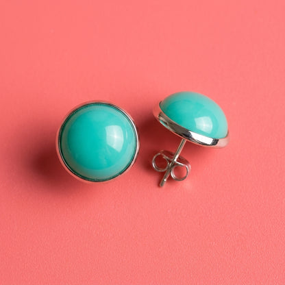 Turquoise Stone Look Stud Earrings | Resin Colour Pop Studs | 12mm