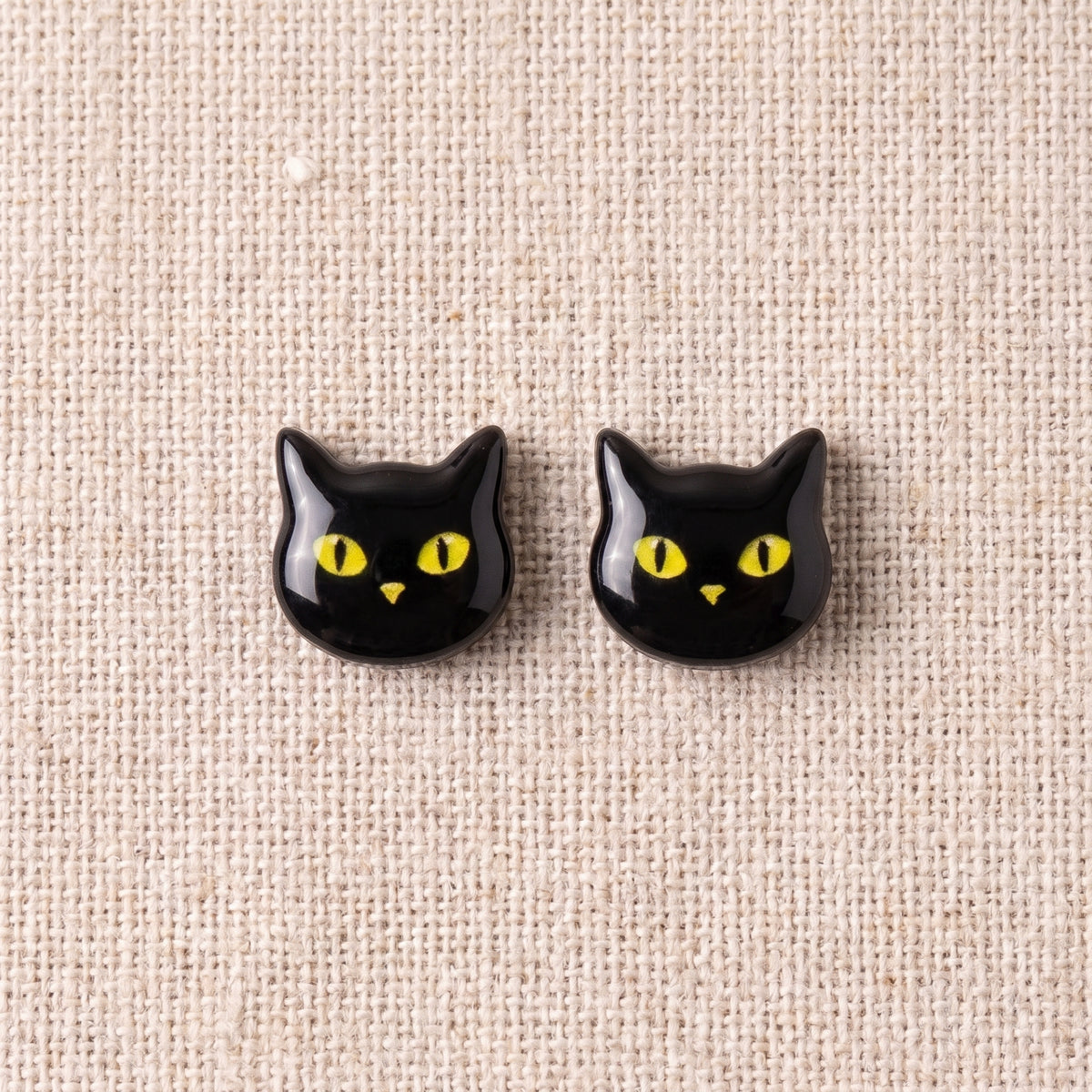 Cat Face Stud Earrings | Glossy UV Resin Studs | 12mm