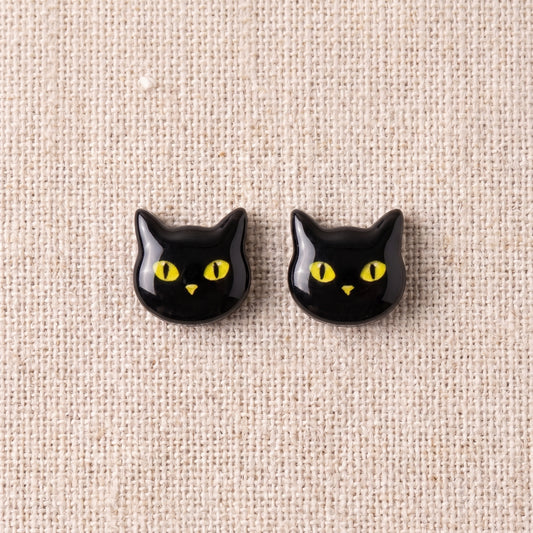 Cat Face Stud Earrings | Glossy UV Resin Studs | 12mm