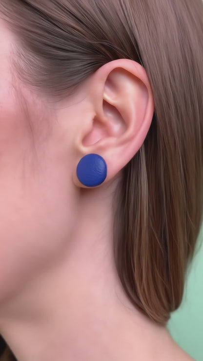 Leather Stud Earrings – Round Button Style, 14mm Handmade Jewellery