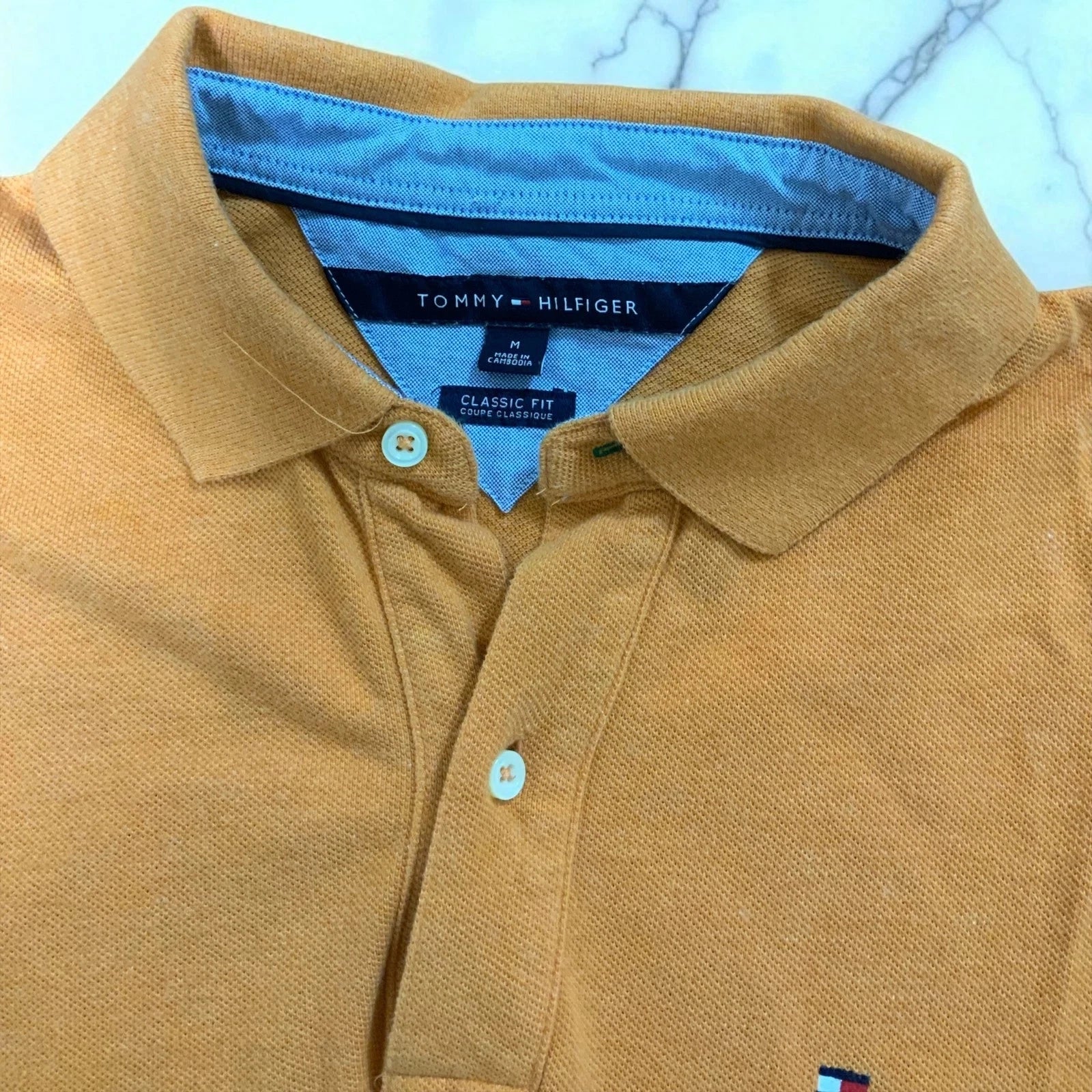 Tommy Hilfiger | Mens Polo Shirt | Orange | Classic Fit | Cotton | Size M | Pre-Owned