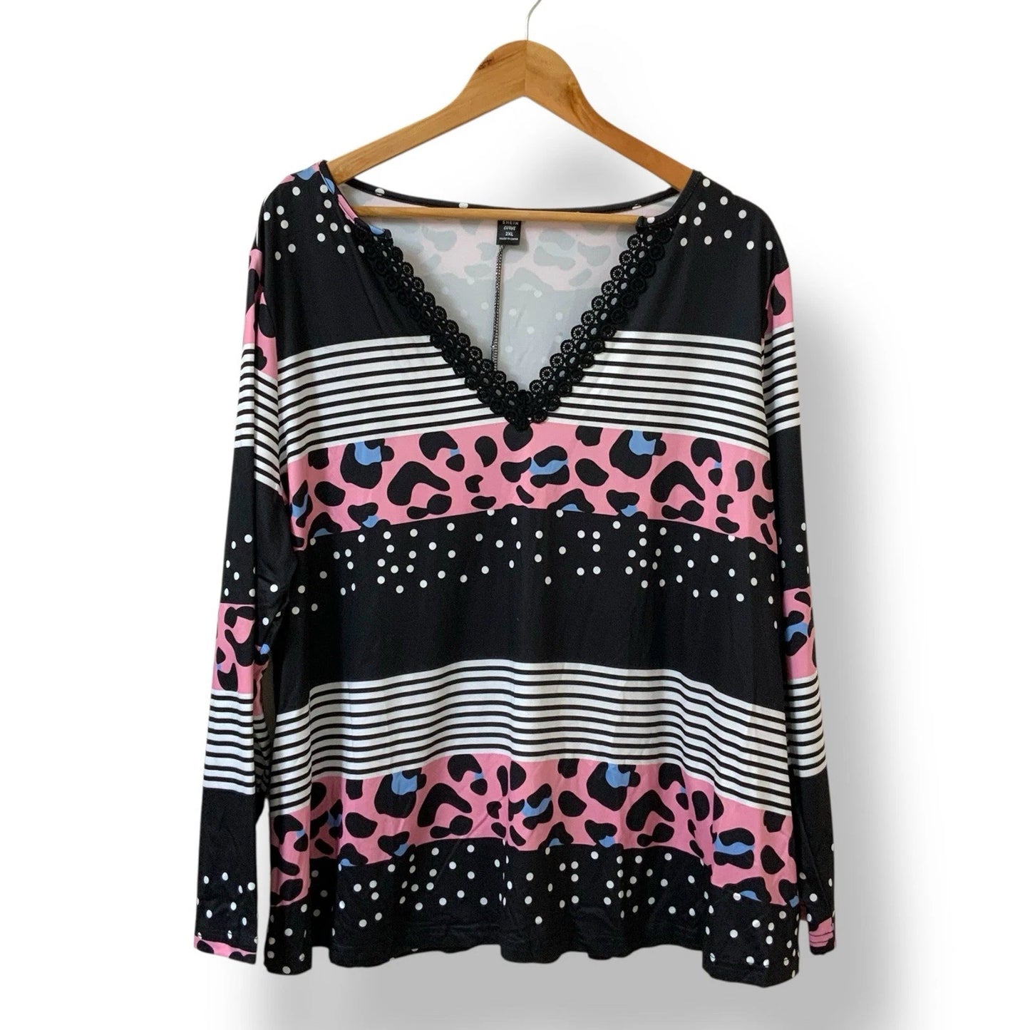Shein Curve Womens Top | Leopard Print Lace | Size 2XL | NWOT