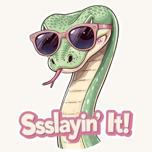 Ssslayin' It Cool Snake | Confident | White Gloss Vinyl | Die-Cut Sticker