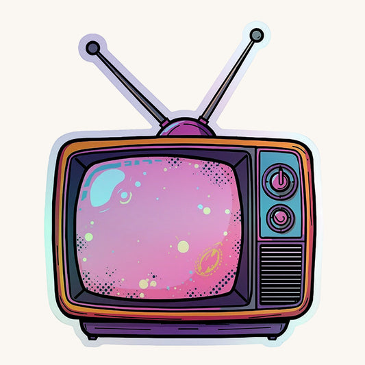 Retro TV Cosmic Rainbow | Nostalgic | Holographic Foil | Kiss-Cut Sticker