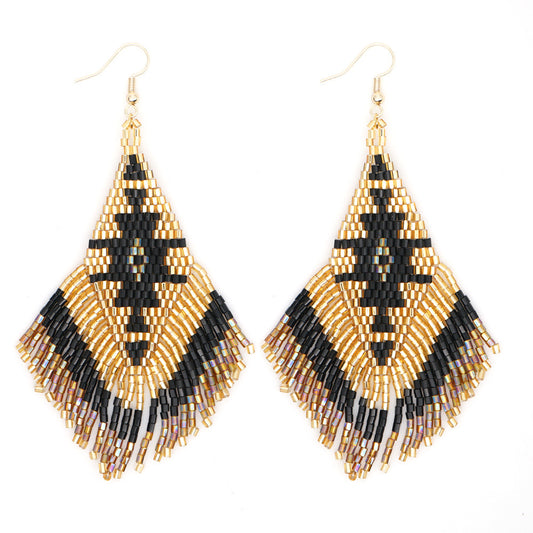 Bohemian Long Tassel Earrings with Rice Beads