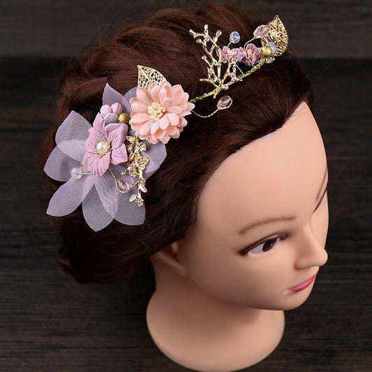 Flower Wreath Headdress Pink Headband Wedding Dress Headband